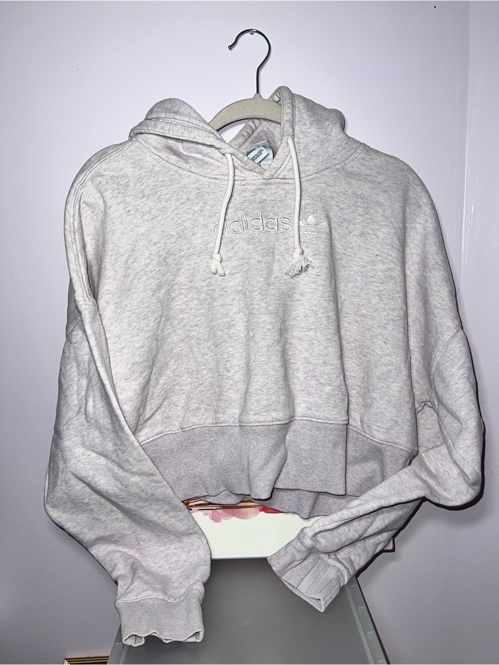 adidas Light Purple Cropped Crewneck Hoodie